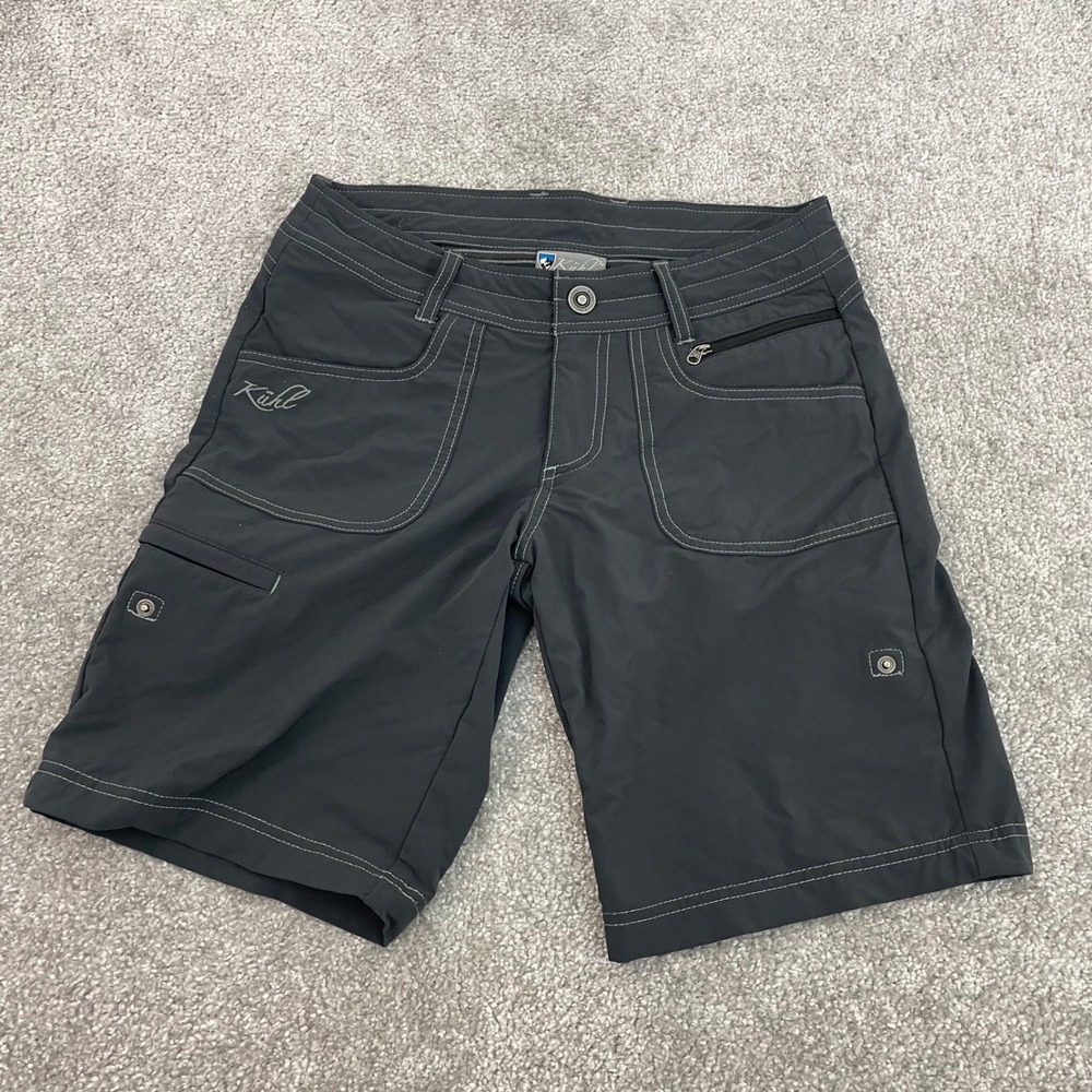 Kuhl Hiking Shorts Womens 2 Cargo Roll Up Dark Gray Contrast Stitch Activewear